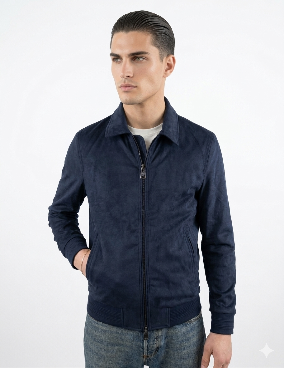 Giubbotto suede navy