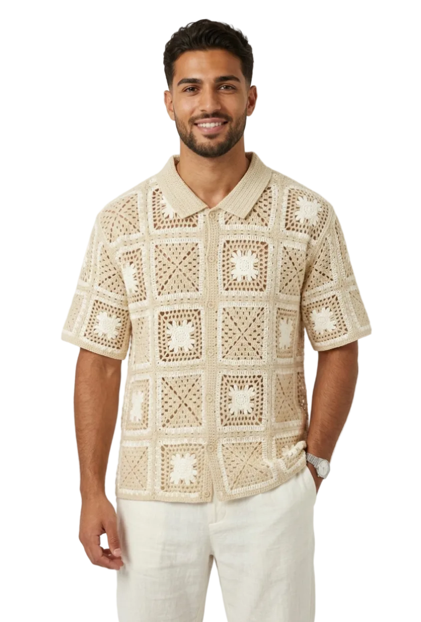 Camicia traforo beige