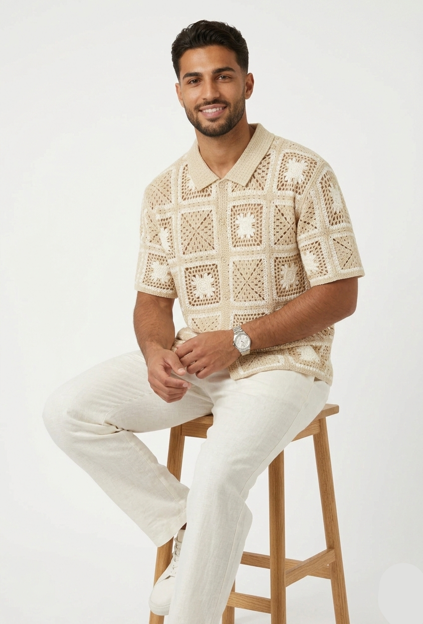 Camicia traforo beige