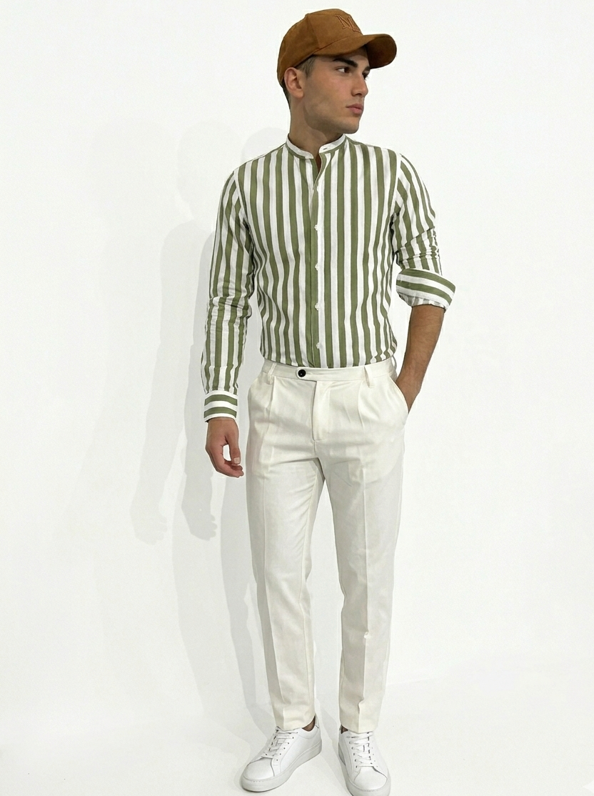 Camicia Righe Verdi