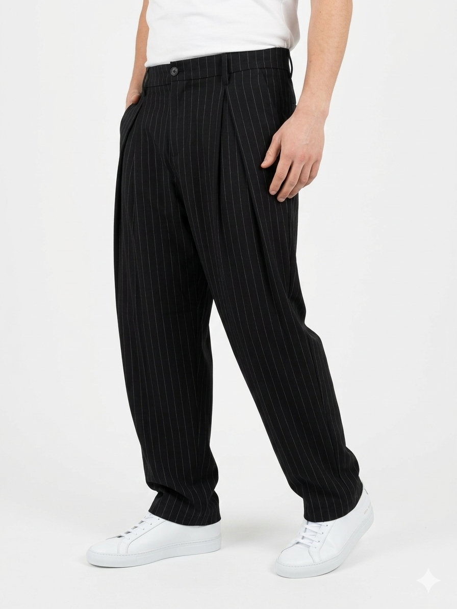Pantalone stripe leva black