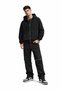 Coordinato denim zip nero
