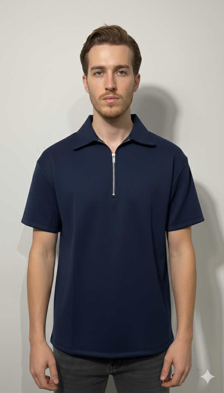 Polo zip blue