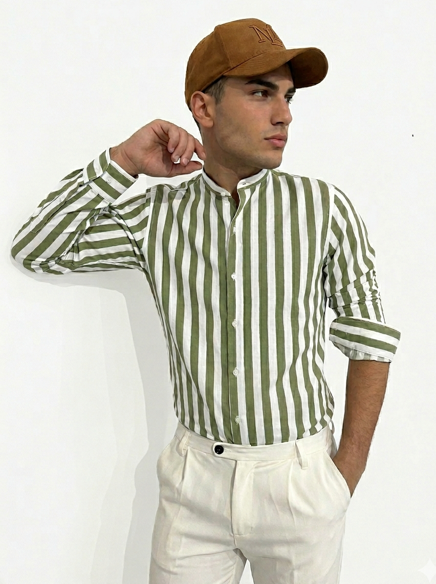 Camicia Righe Verdi