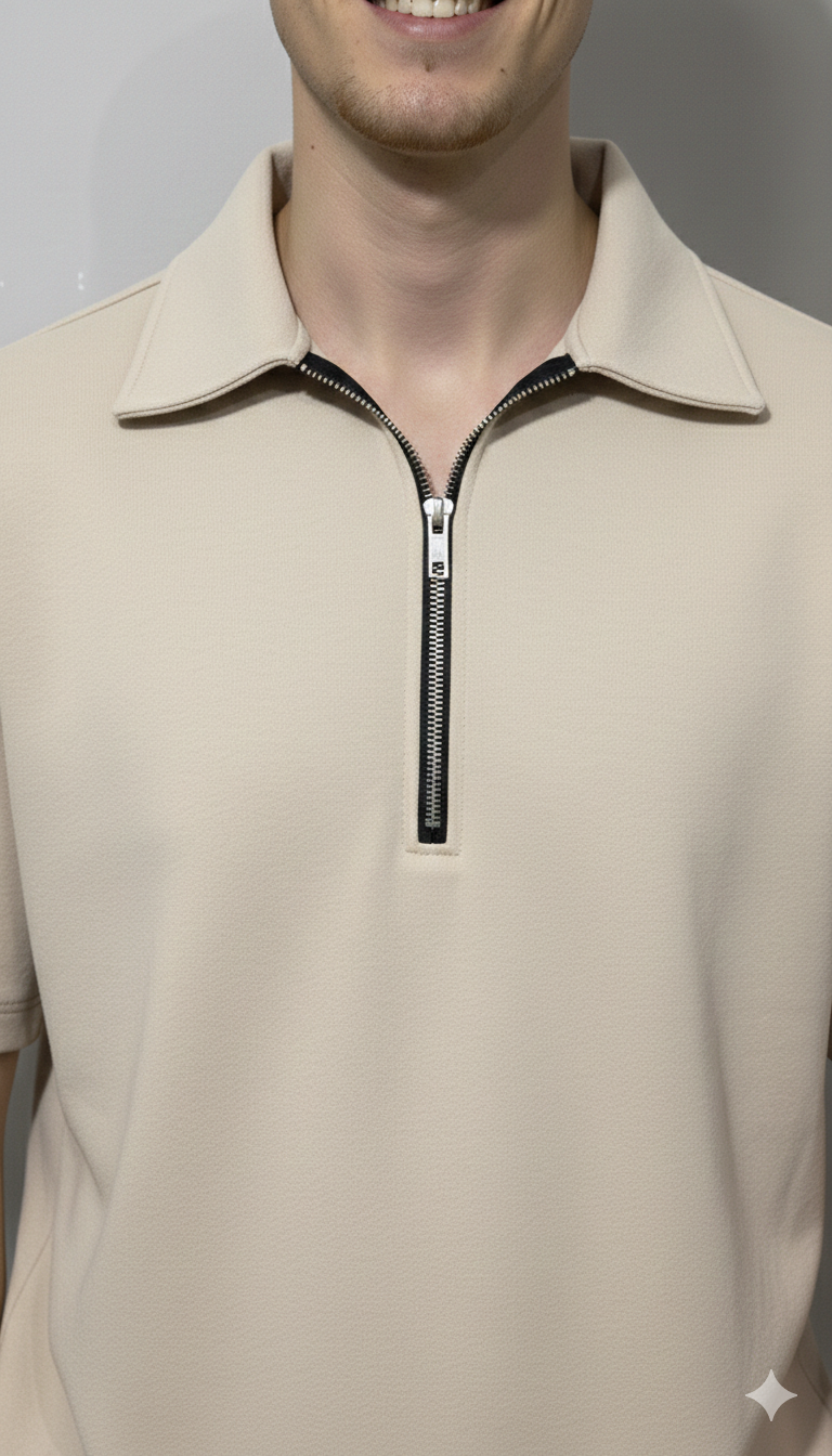 Polo zip beige