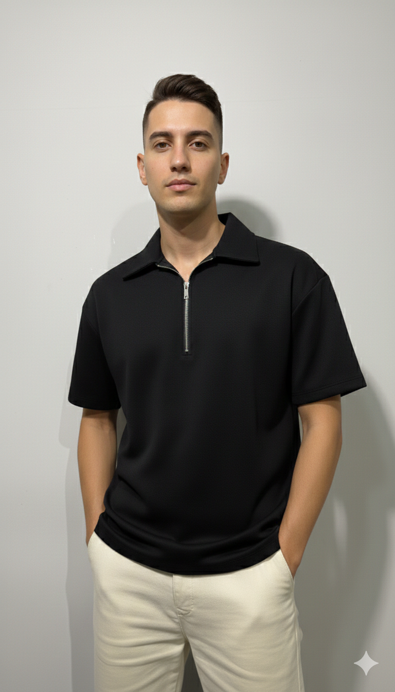 Polo zip black