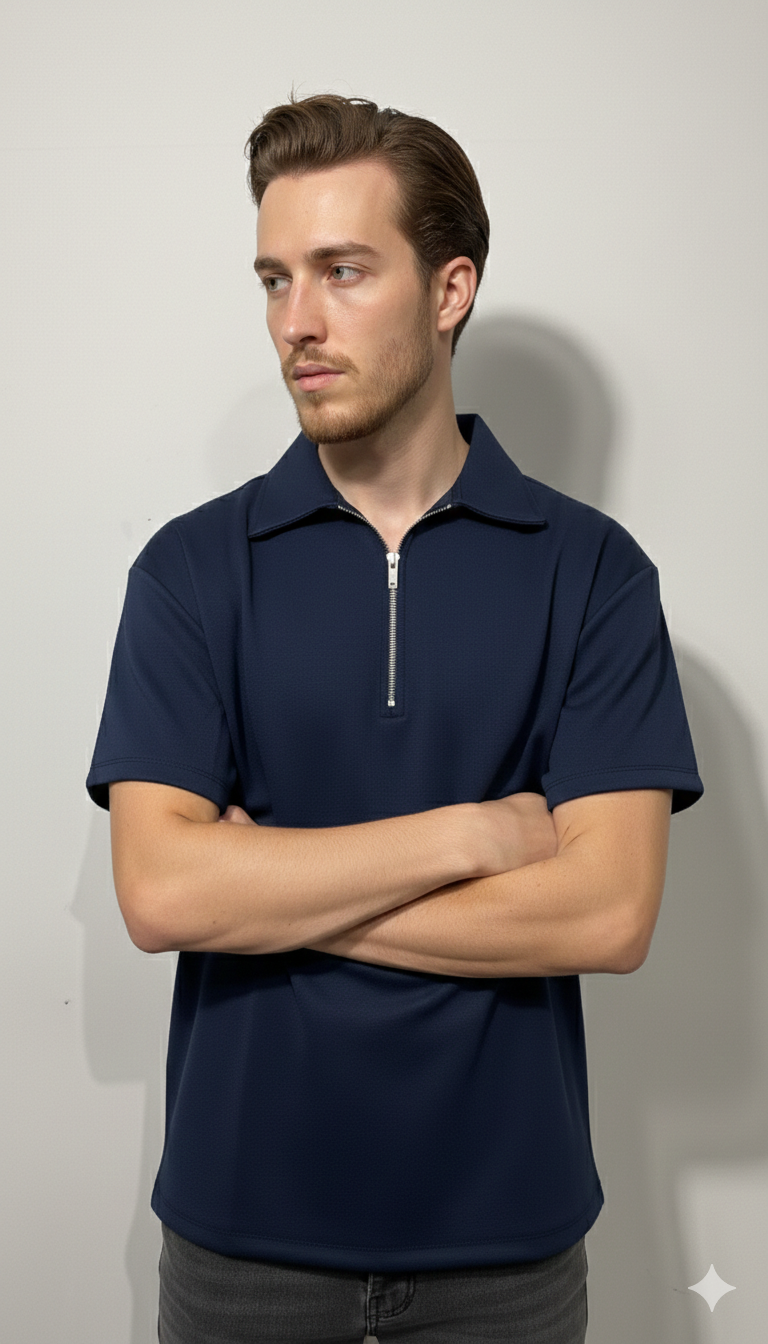 Polo zip blue