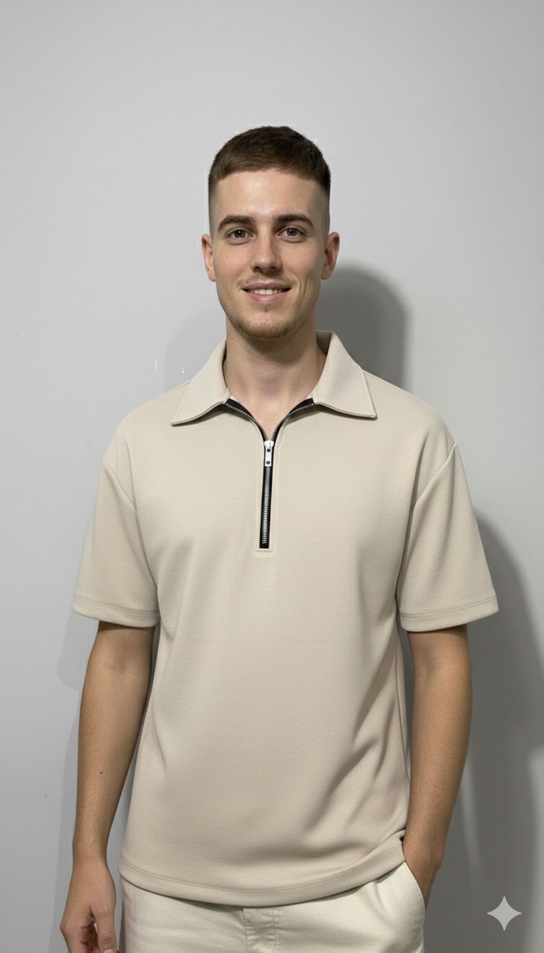 Polo zip beige