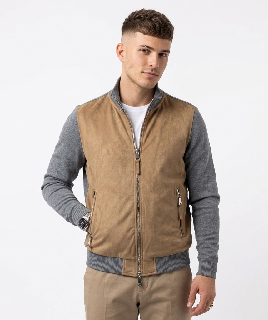 Giubbino bicolor beige
