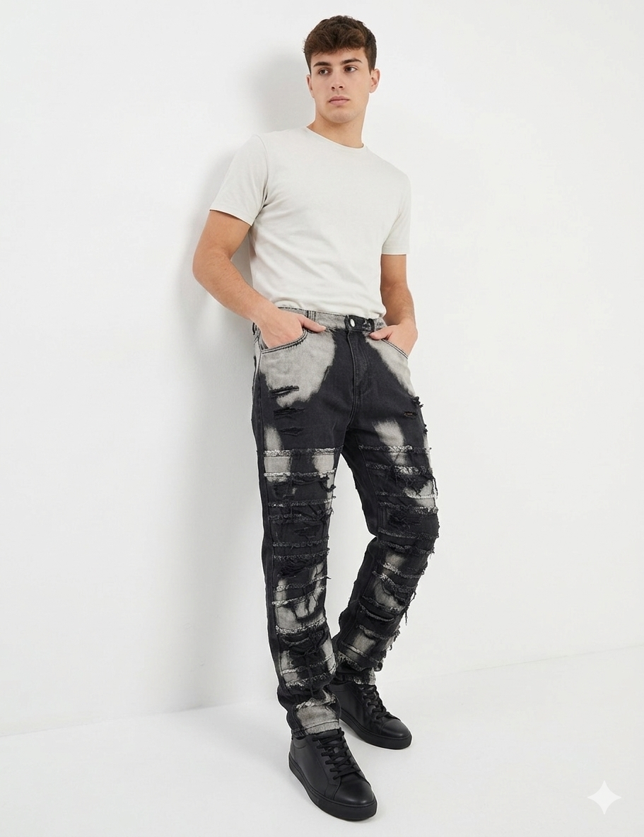 Jeans destroy B/grey